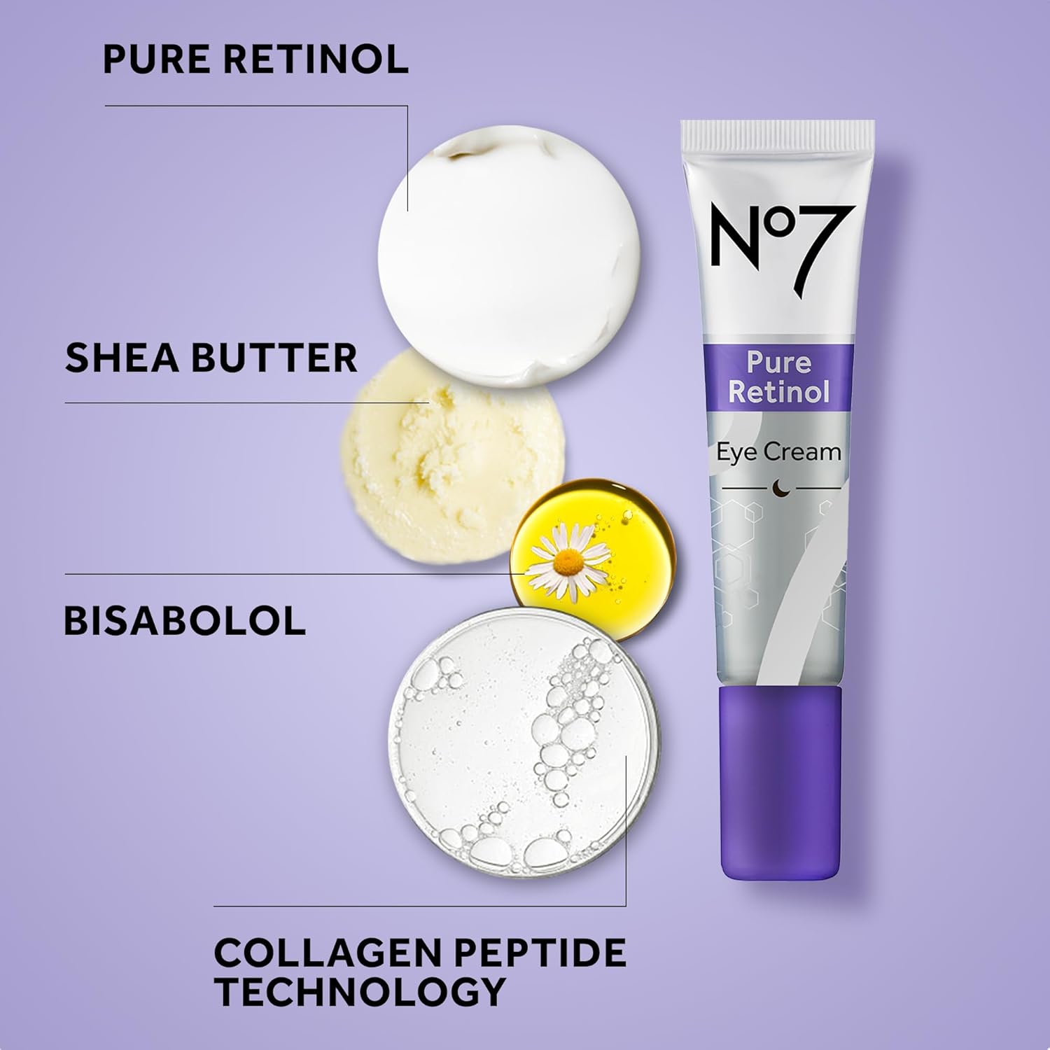 No7 Pure Retinol Eye Cream - Under Eye Cream for Wrinkles, Fine Lines & Puffiness with 0.5% Retinol - Infused with Shea Butter to Smooth and Hydrate Skin (0.5 Oz)